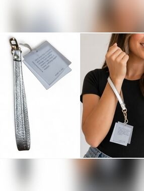 NWT Beaudin Leather Wristlet Lanyard Gold Metallic Keychain Strap Made in USA